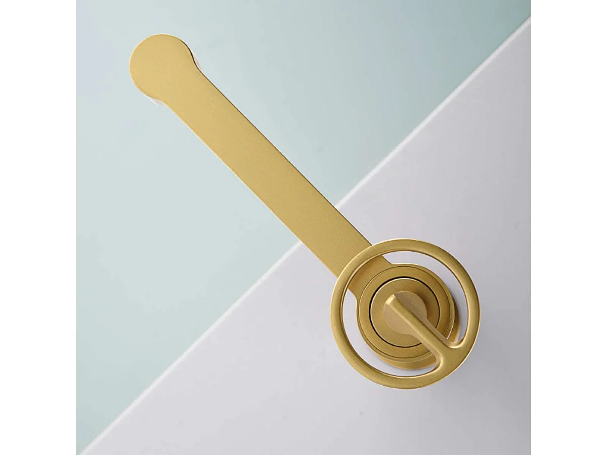 Mitigeur Lavabo Salle de Bain or brossé – Bec Haut Anti-Calcaire – Design Moderne - OLIMPO IMEX