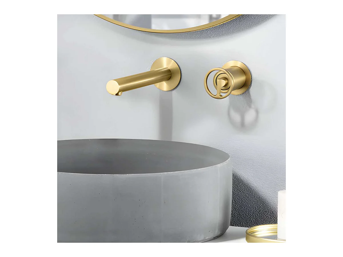 Mitigeur Lavabo Encastré Salle de Bain or brossé – Anti-Calcaire – Design moderne - OLIMPO IMEX