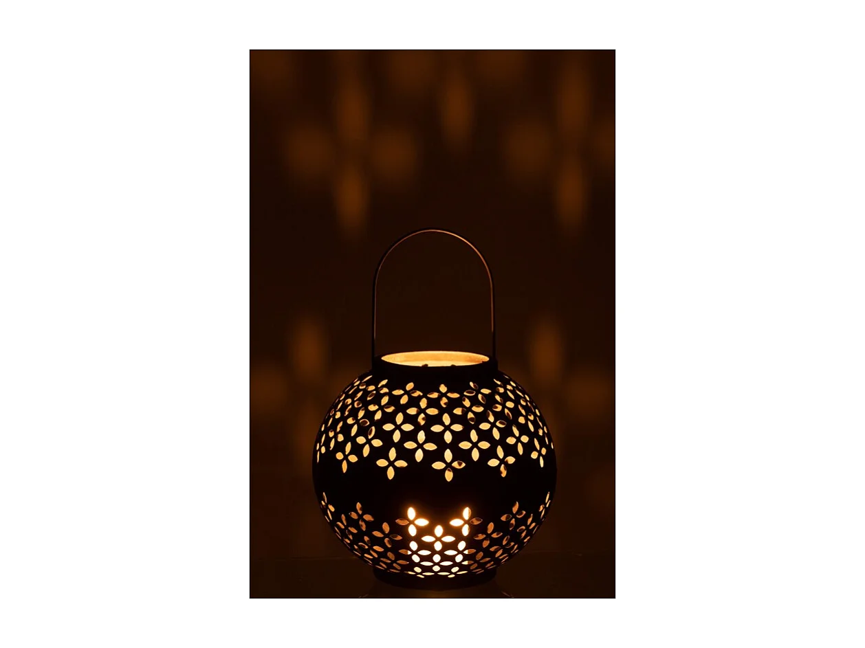 Lámpara de bola perforada de hierro negro 20x20x20cm