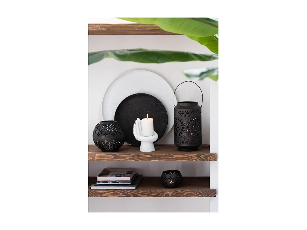 Lámpara de bola perforada de hierro negro 20x20x20cm