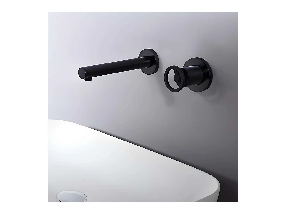 Mitigeur Lavabo Encastré Salle de Bain noir mat – Anti-Calcaire – Design moderne - OLIMPO IMEX
