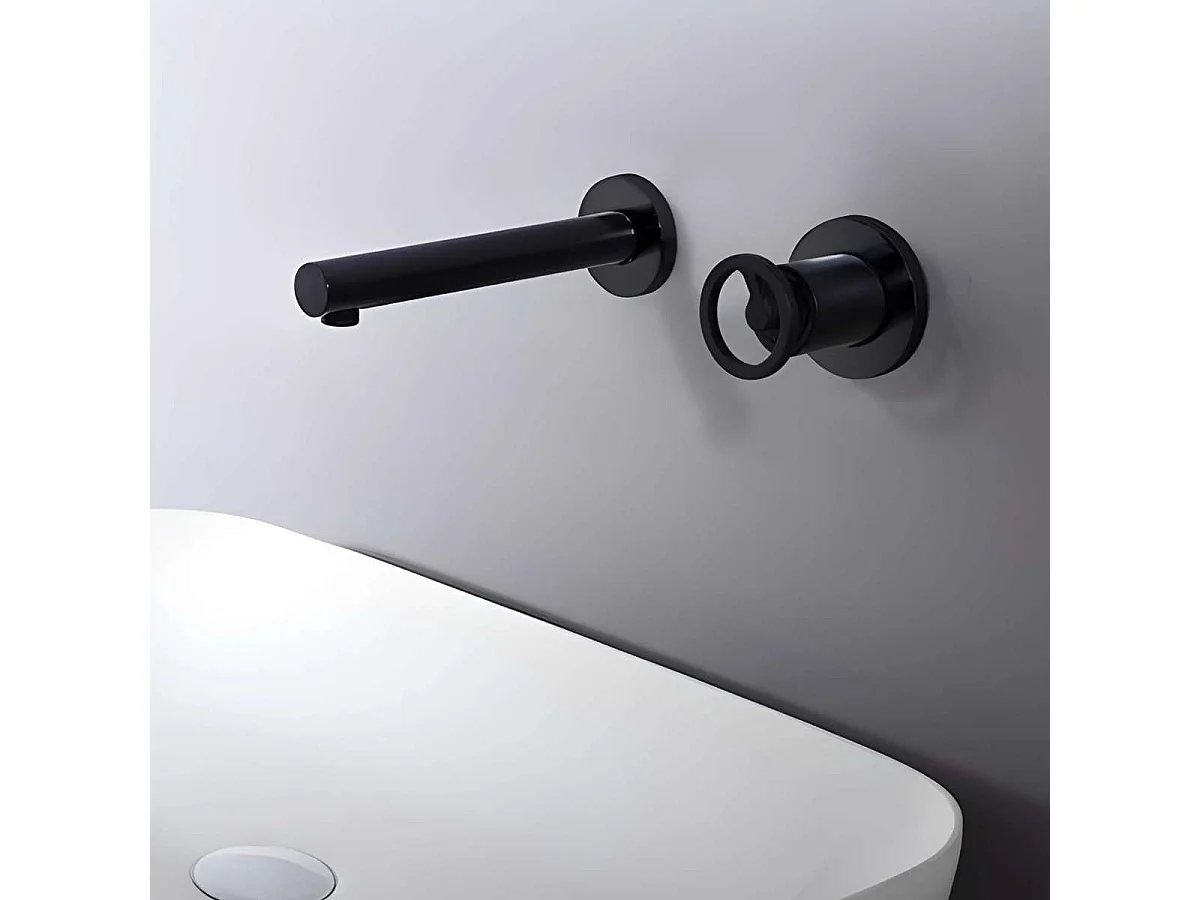 Mitigeur Lavabo Encastré Salle de Bain noir mat – Anti-Calcaire – Design moderne - OLIMPO IMEX