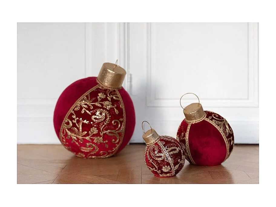 Bola decorativa de poliresina roja 23x23x32 cm