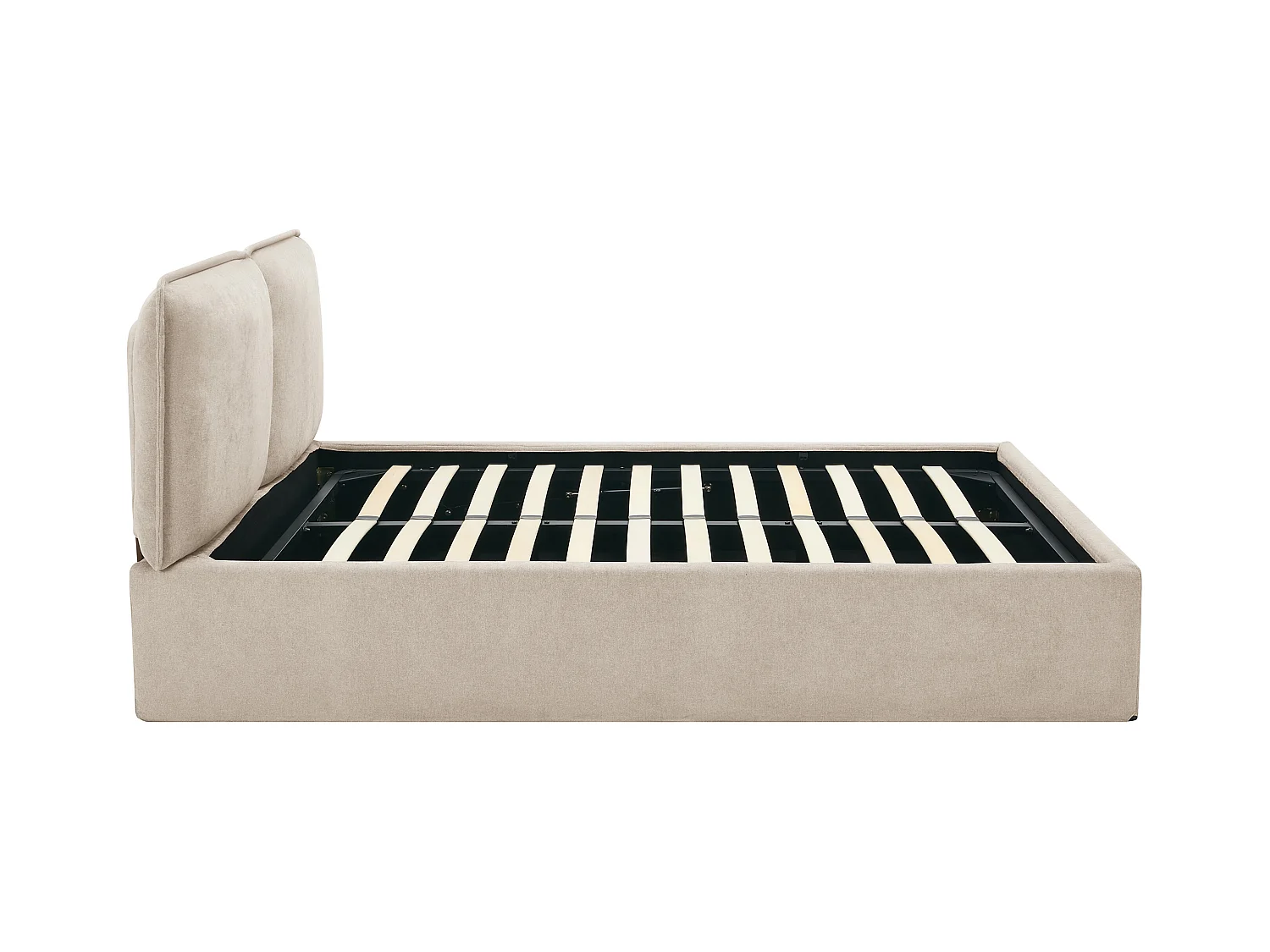 Lit coffre déhoussable 140 x 190 cm - Tissu - Beige + Matelas - TENESE