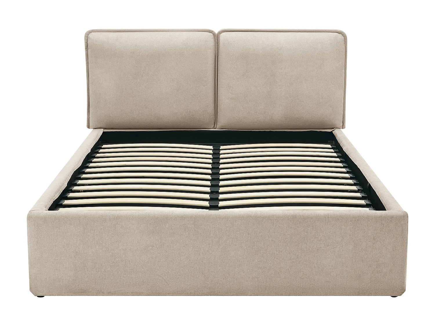 Lit coffre déhoussable 140 x 190 cm - Tissu - Beige + Matelas - TENESE