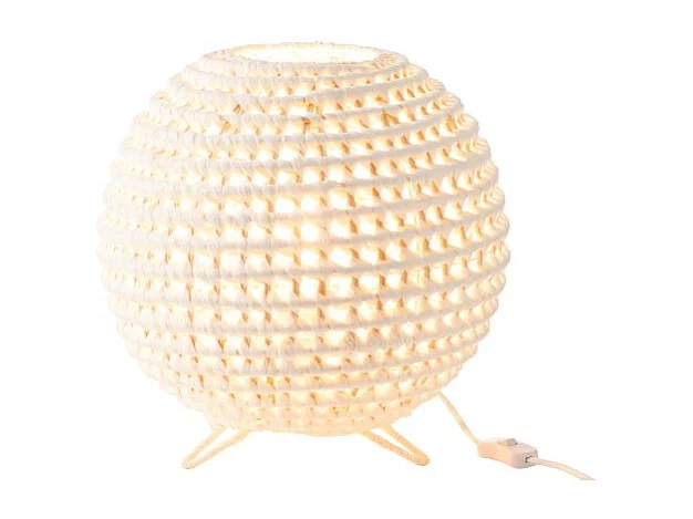 Lámpara redonda de metal retorcido blanco 35.5x35.5x42 cm