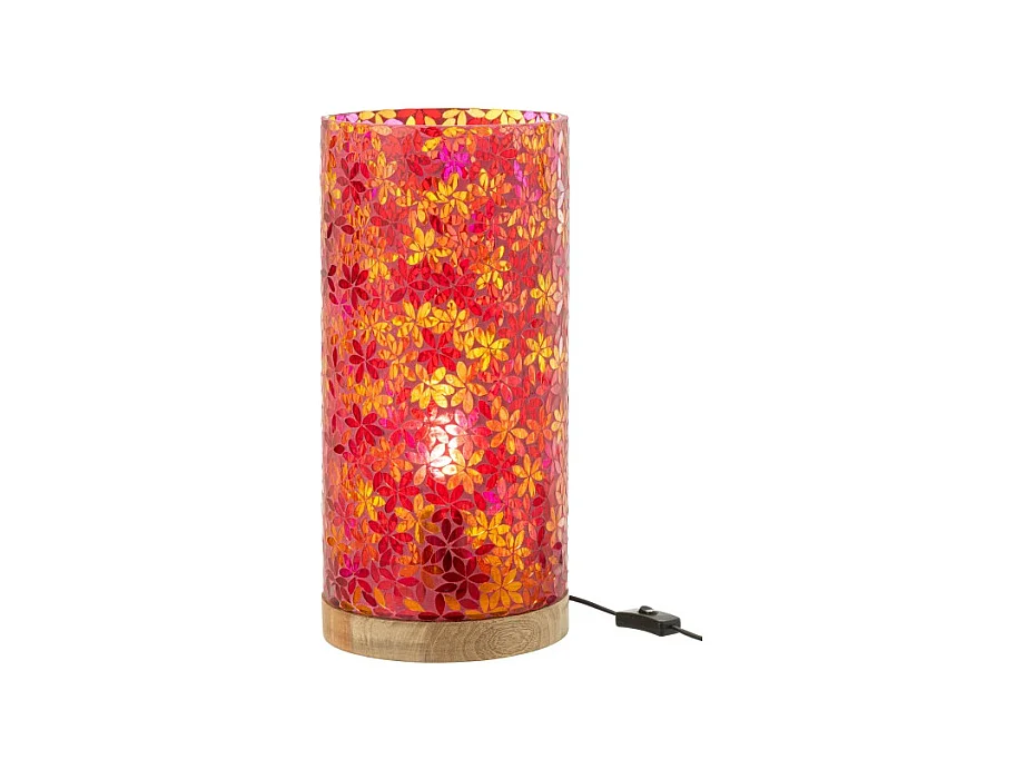 Lámpara de mesa de mosaico de flores de cristal multicolor 21x21x45.5 cm