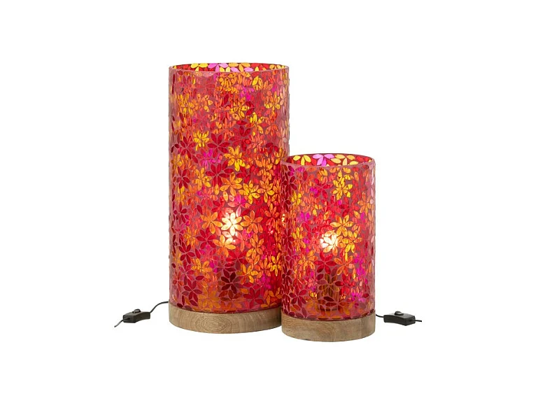 Lámpara de mesa de mosaico de flores de cristal multicolor 21x21x45.5 cm