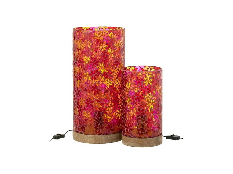 Lámpara de mesa de mosaico de flores de cristal multicolor 21x21x45.5 cm