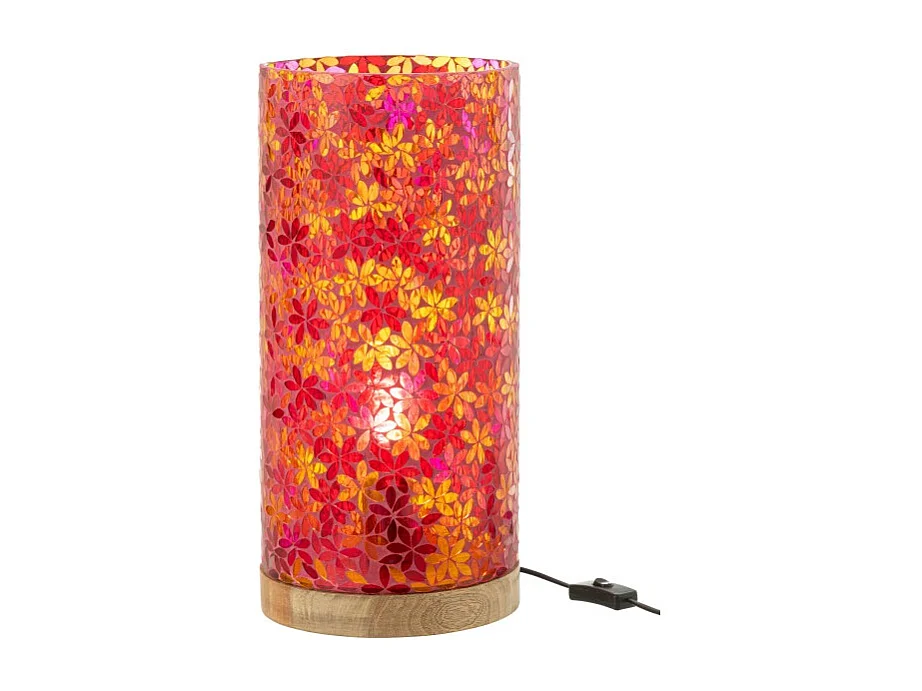 Lámpara de mesa de mosaico de flores de cristal multicolor 21x21x45.5 cm