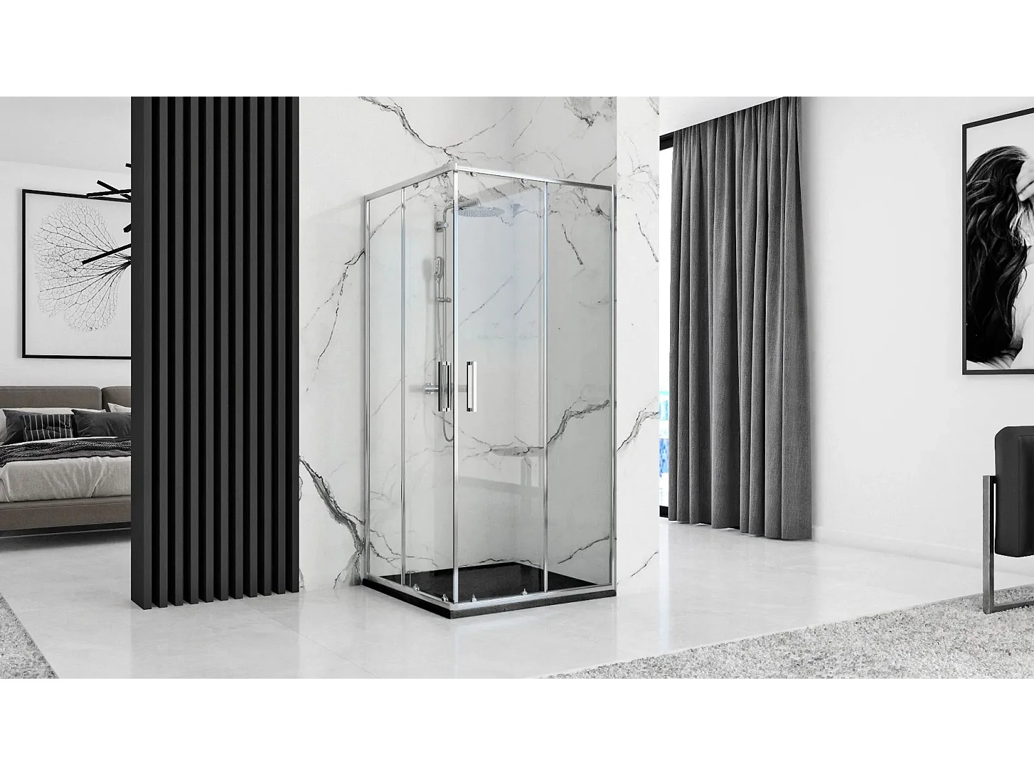 Plato De Ducha Rea Grand Black 80X100