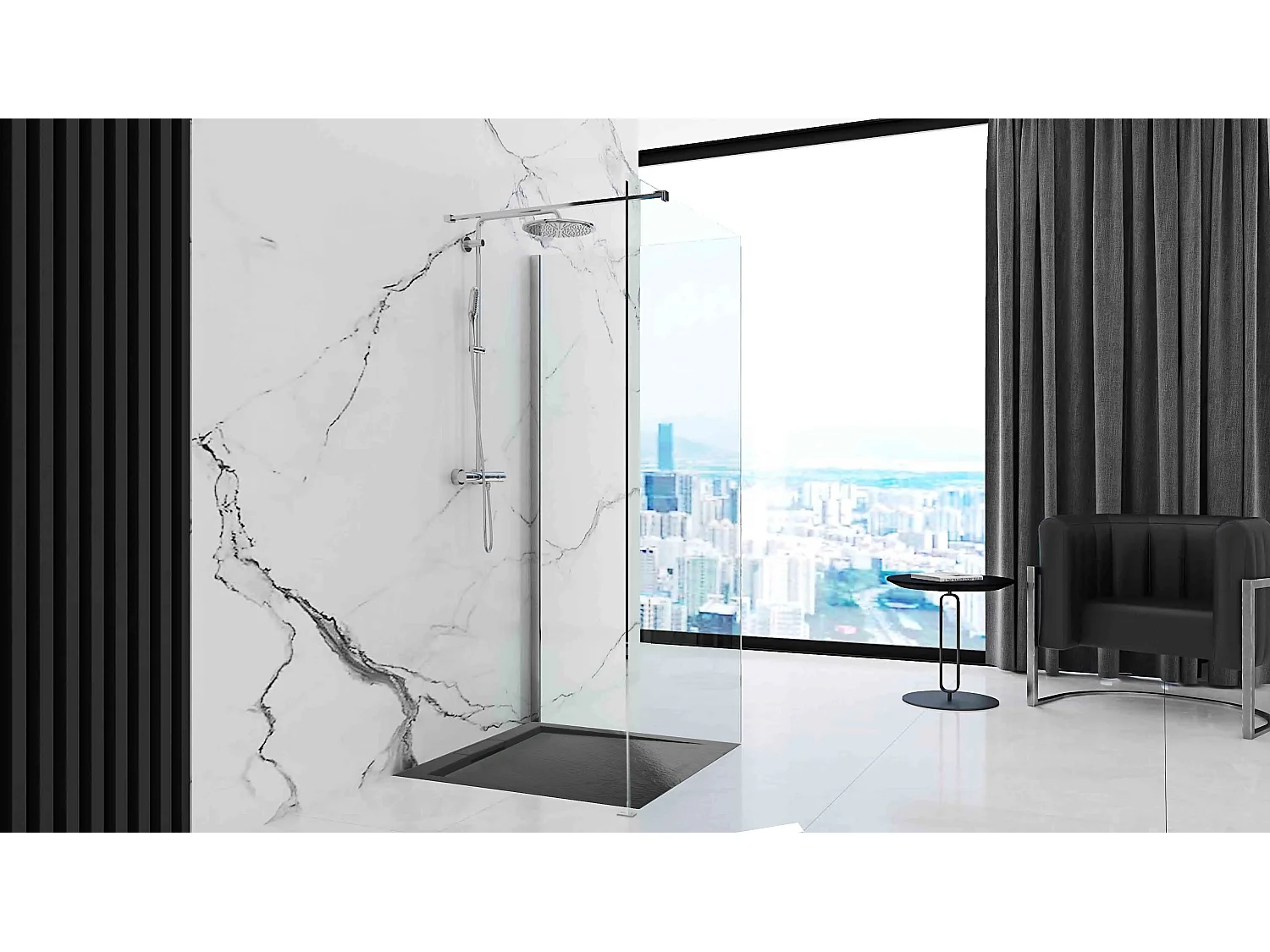 Plato De Ducha Rea Grand Black 80X100