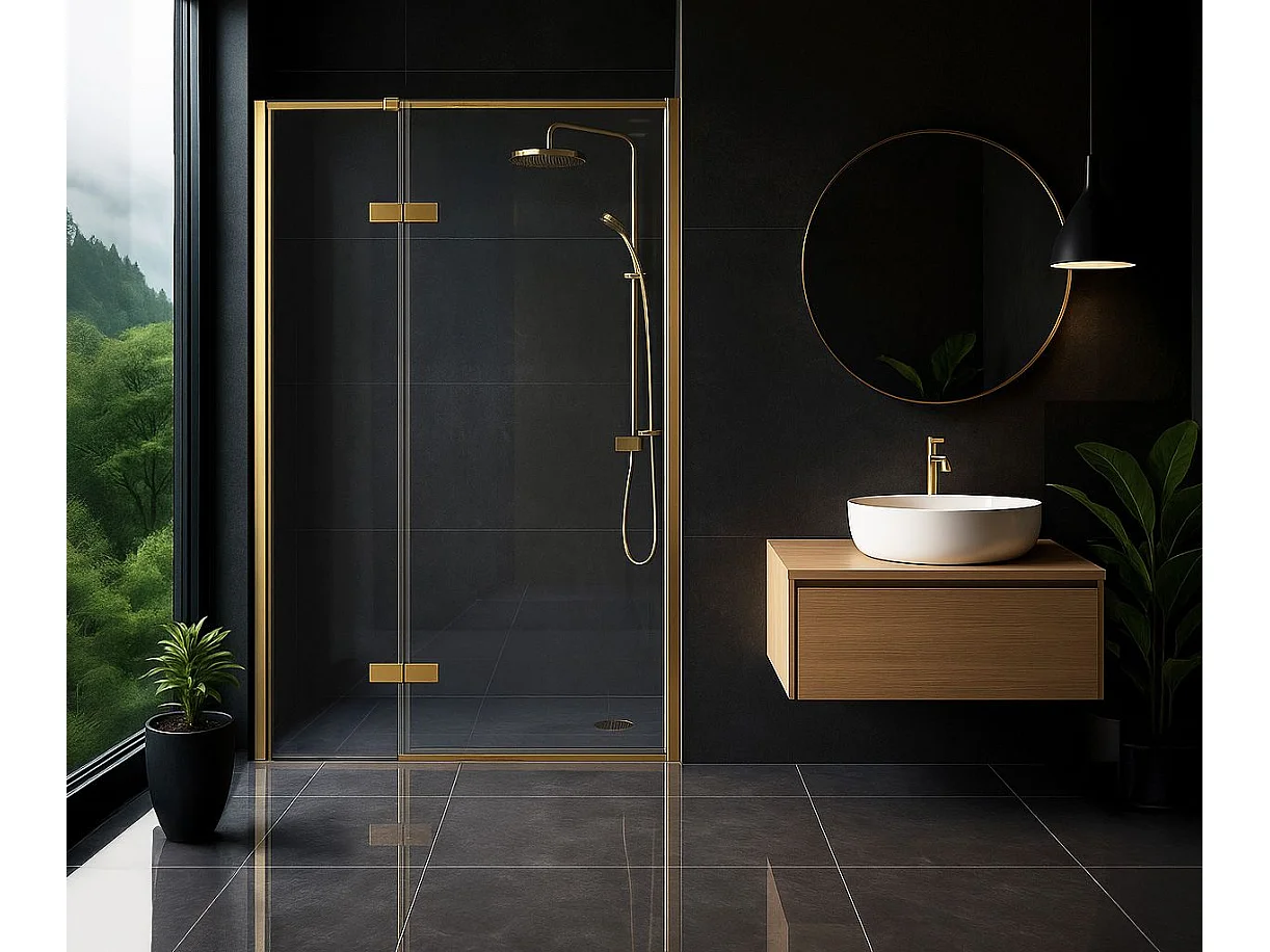 Porte De Douche Rea Atlas Brush Gold 90 Right