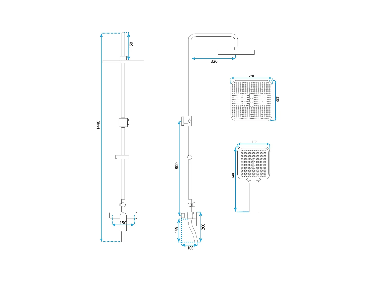 Kit De Douche Rea My2021-77H Argus Titanium