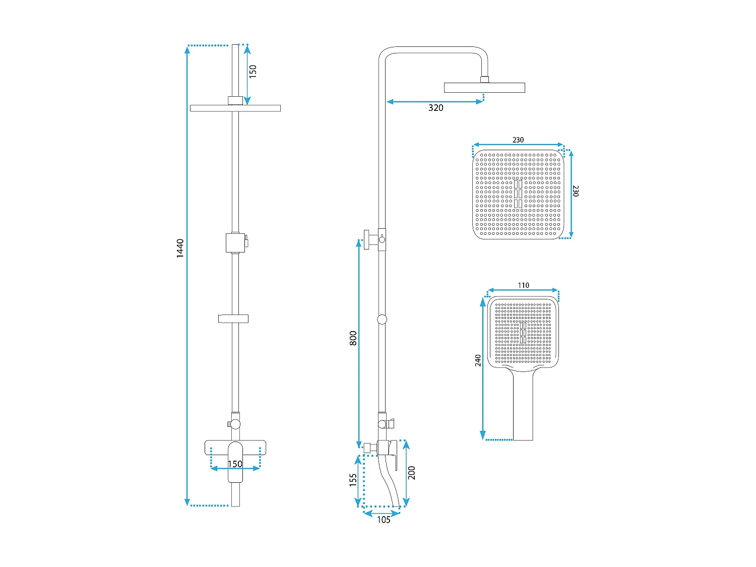Kit De Douche Rea My2021-77H Argus Titanium