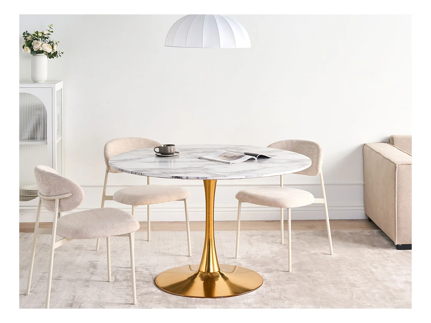 Table de repas BOCA Marbre blanc 120 cm 120 cm