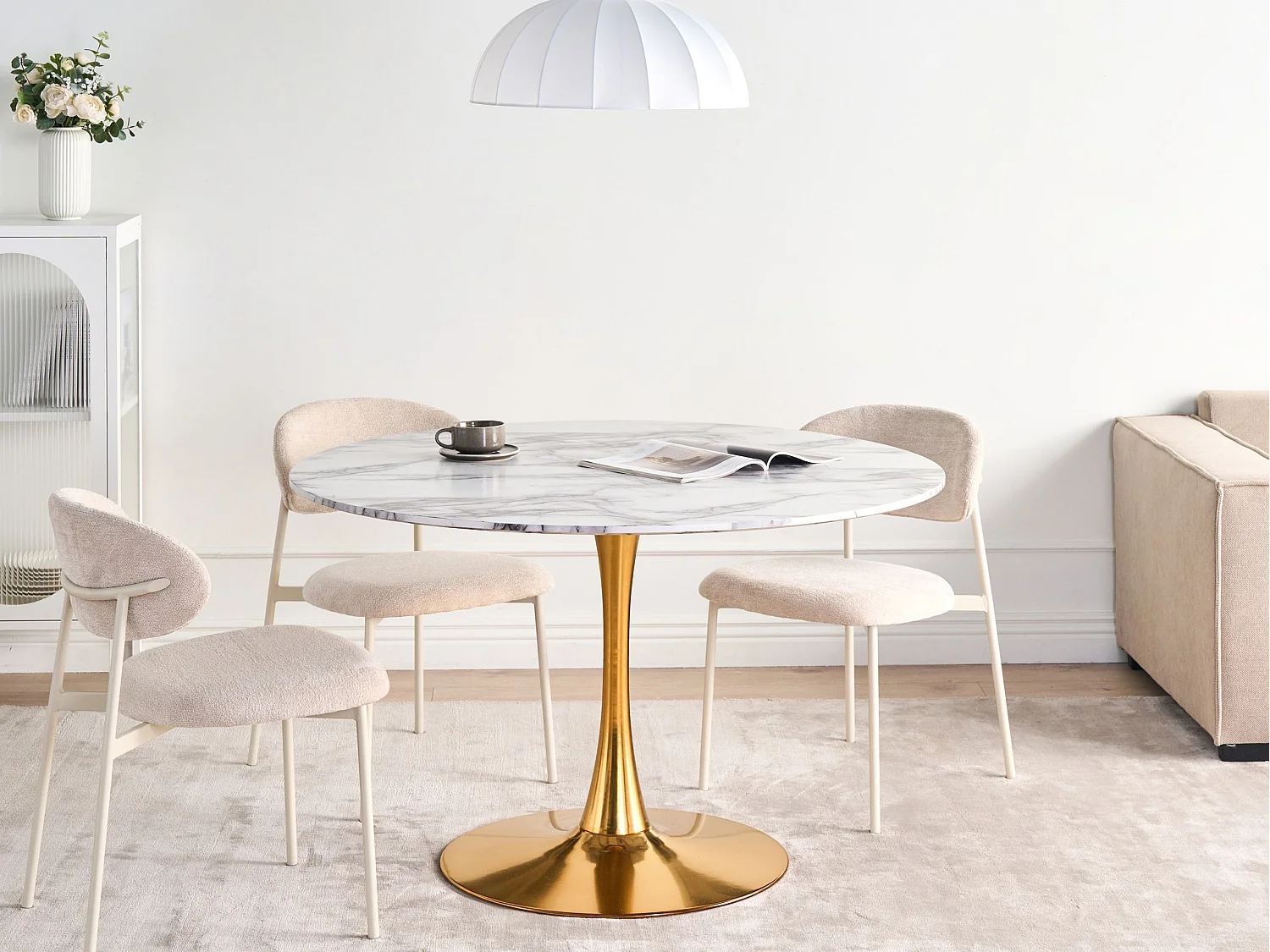 Table de repas BOCA Marbre blanc 120 cm 120 cm
