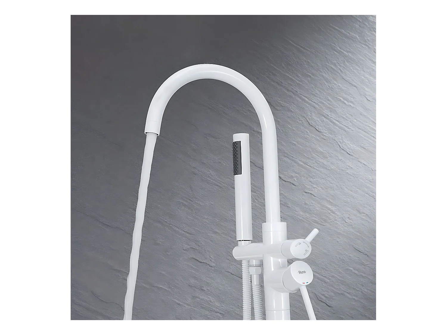 Bodenbadewannenarmatur Rea Lungo White