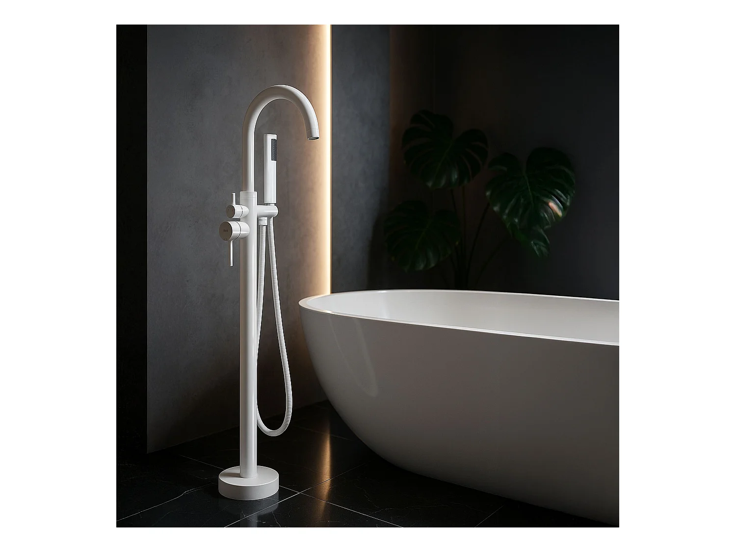 Bodenbadewannenarmatur Rea Lungo White