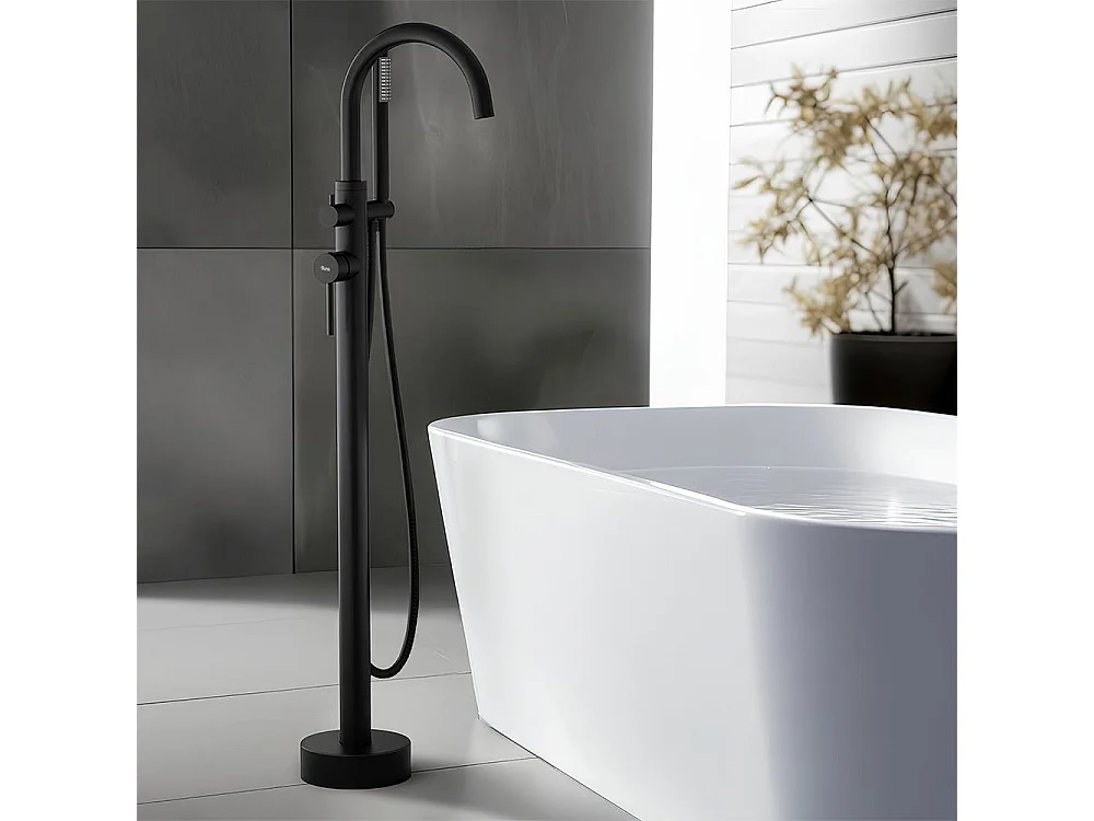 Grifo De Bañera De Suelo Rea Lungo Black