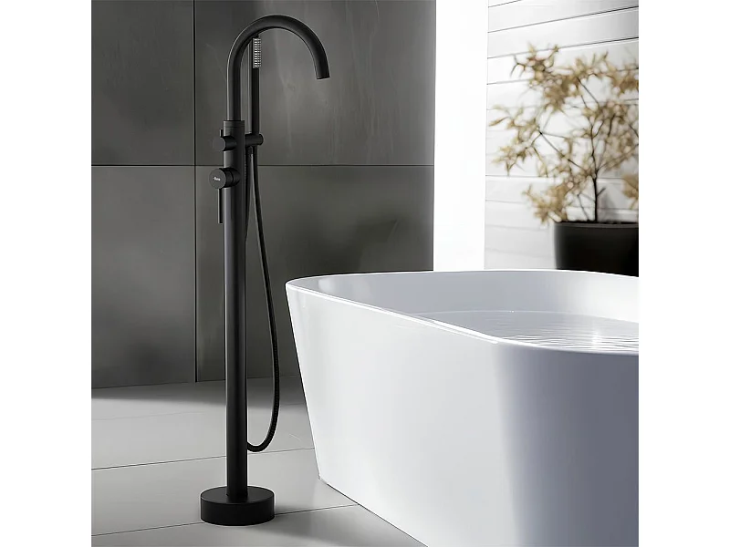 Grifo De Bañera De Suelo Rea Lungo Black