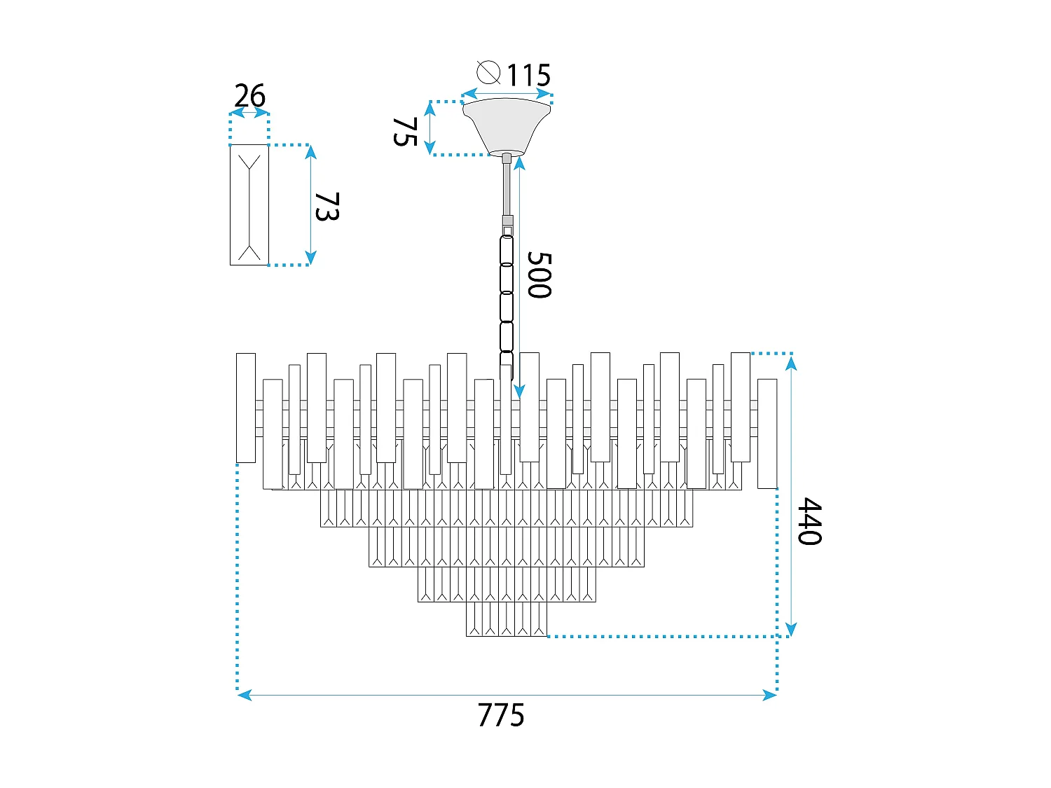 Lampe Suspendue Toolight G053-Cp Gold 80Cm