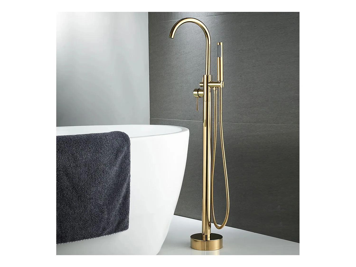 Rubinetto Da Pavimento Per Vasca Da Bagno Rea Lungo Gold