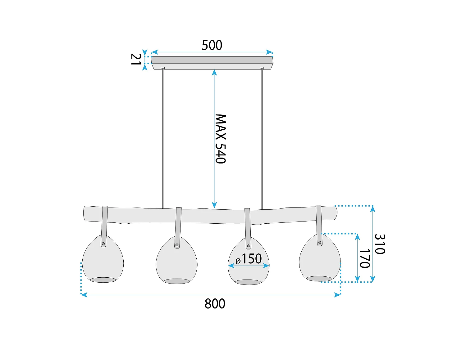 Lampe Suspendue Toolight App1775-4Cp Black