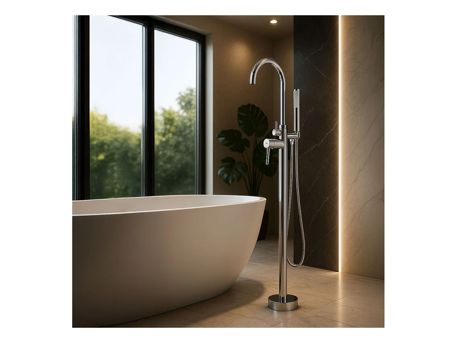 Bodenbadewannenarmatur Rea Lungo Chrome