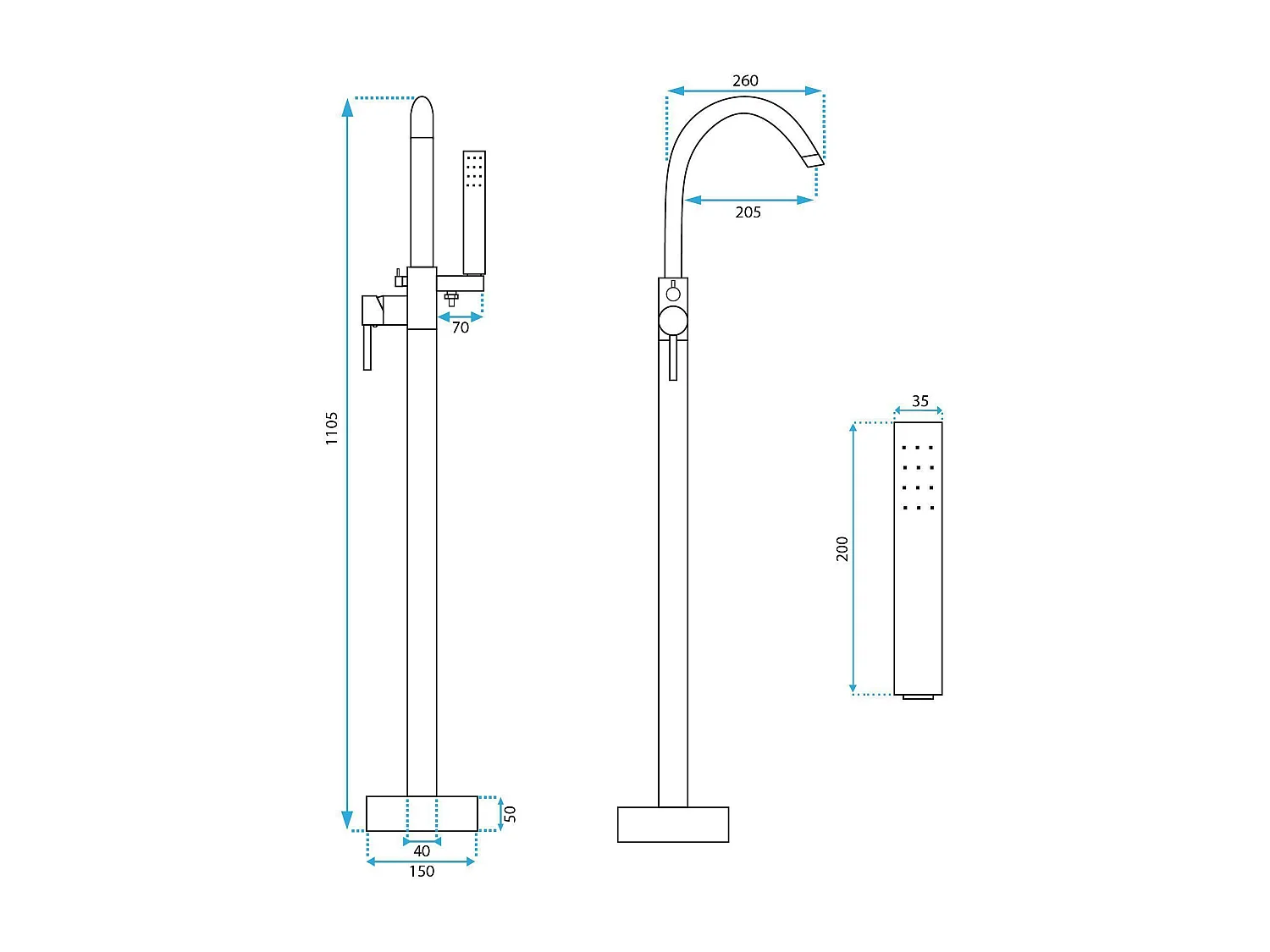 Robinet De Baignoire Sur Pied Rea Lungo Chrome
