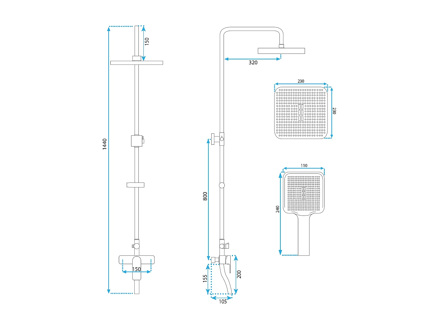 Kit De Douche Rea My2021-77C Argus Chrome