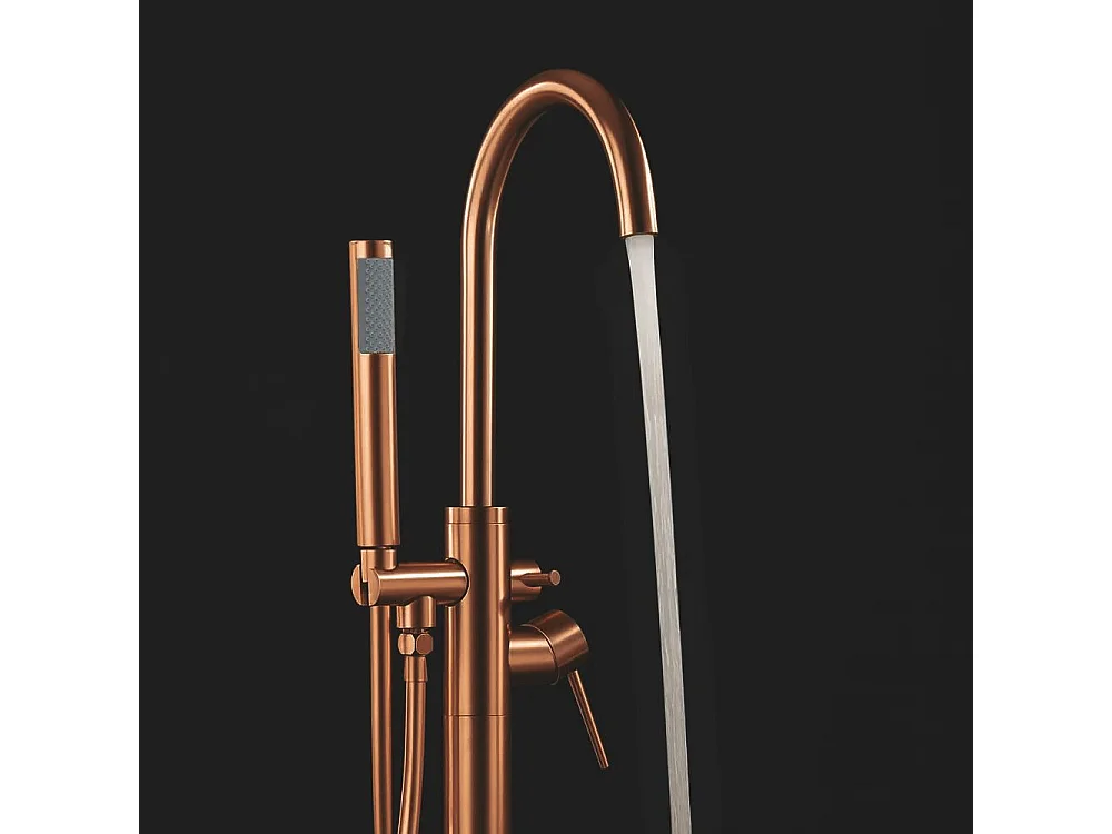 Vrijstaande Badmengkraan Rea Lungo Brush Copper