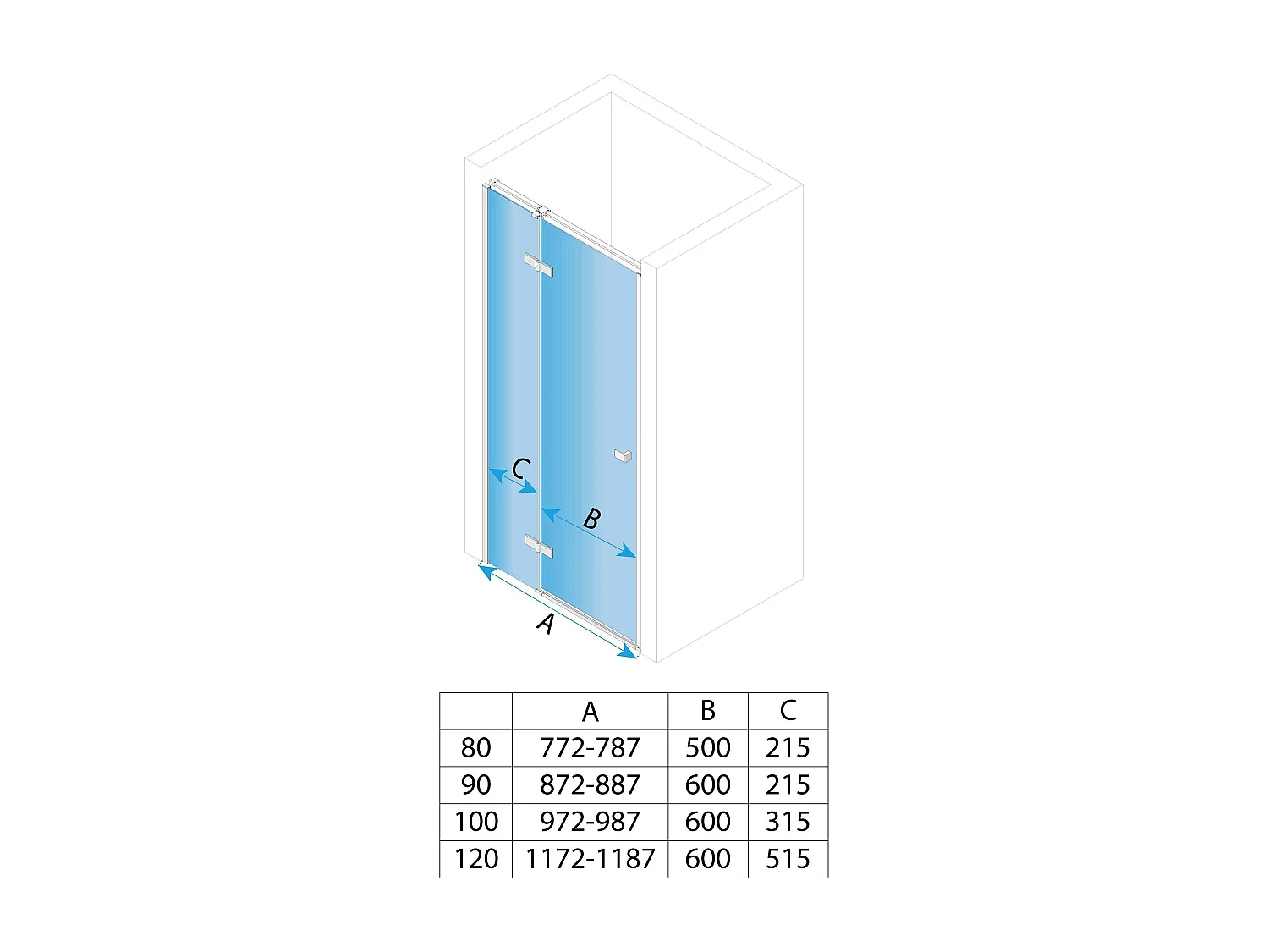 Porta De Chuveiro Rea Atlas Chrome 120 Left