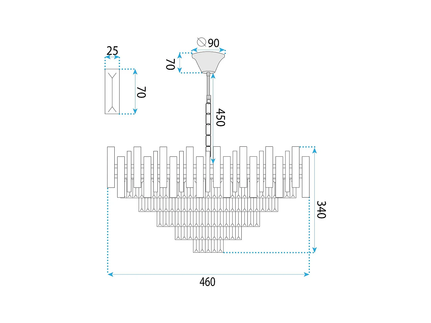 Lampe Suspendue Toolight G051-Cp Chrome 50Cm