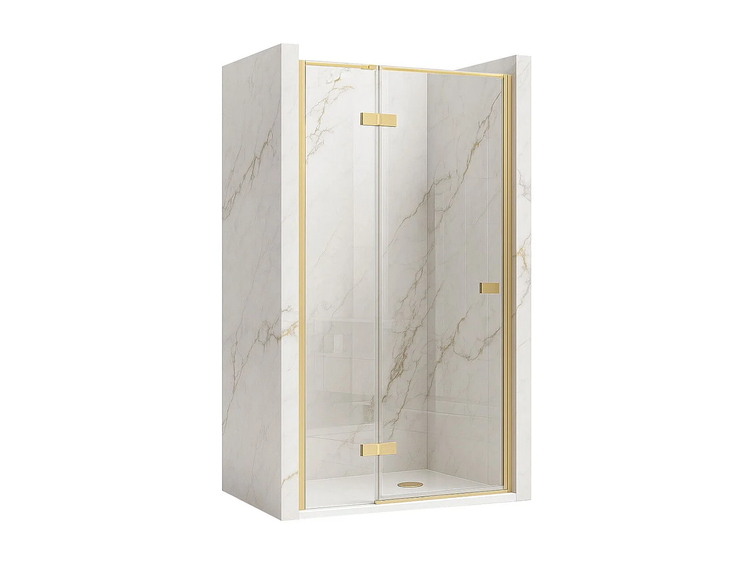 Rea Atlas 100 højre brusedør børstet guld, 100x200