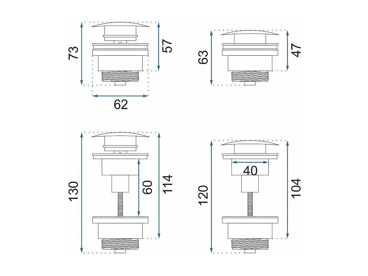 Siphon De Lavabo Universel Clic-Clac Rea Klik-Klak Copper