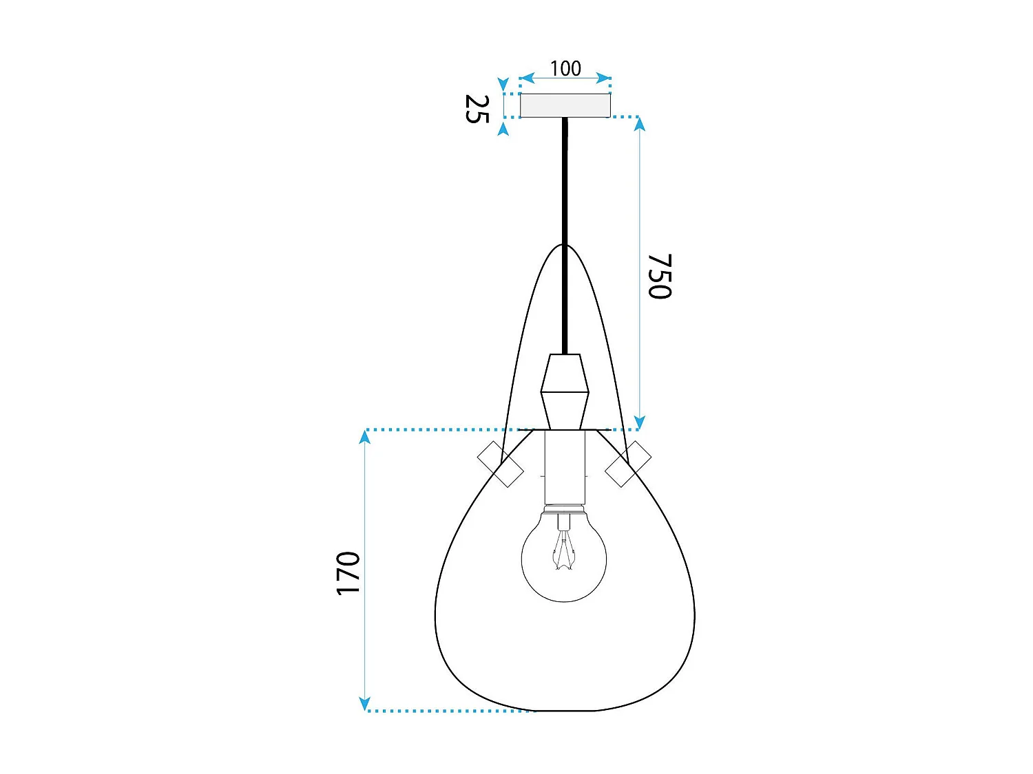 Candeeiro Suspenso Toolight App1774-1Cp Black Grey