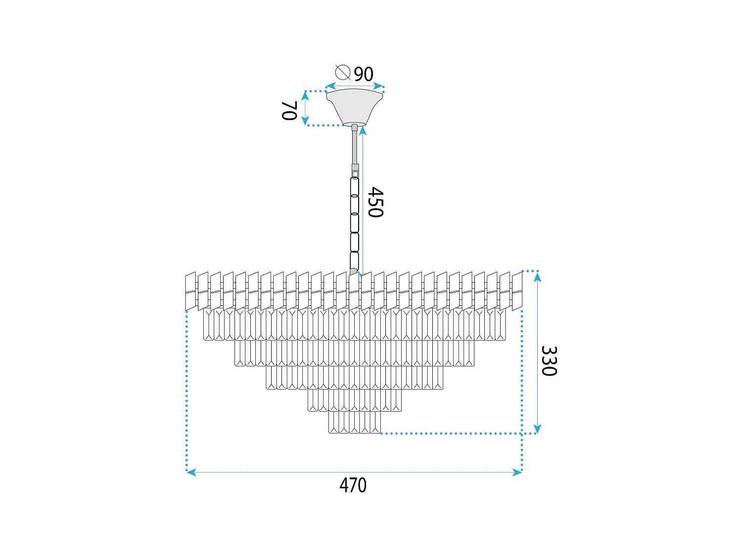 Lampe Suspendue Toolight G055-Cp Chrome 50Cm