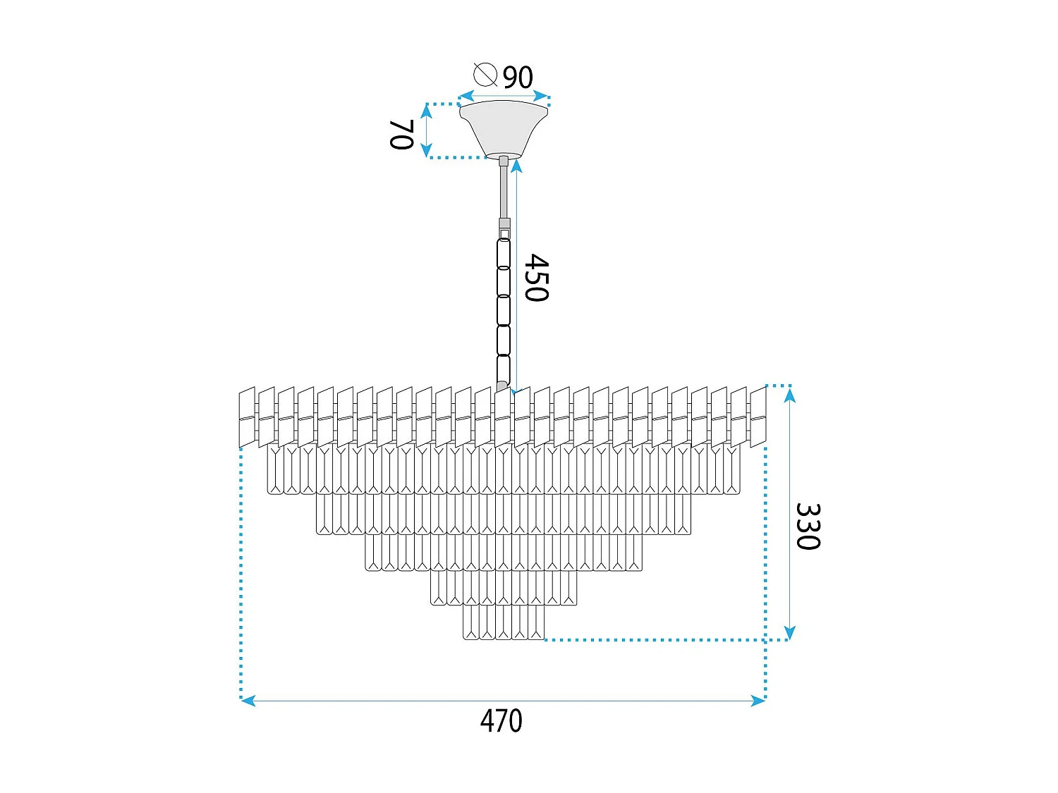 Lampe Suspendue Toolight G055-Cp Chrome 50Cm