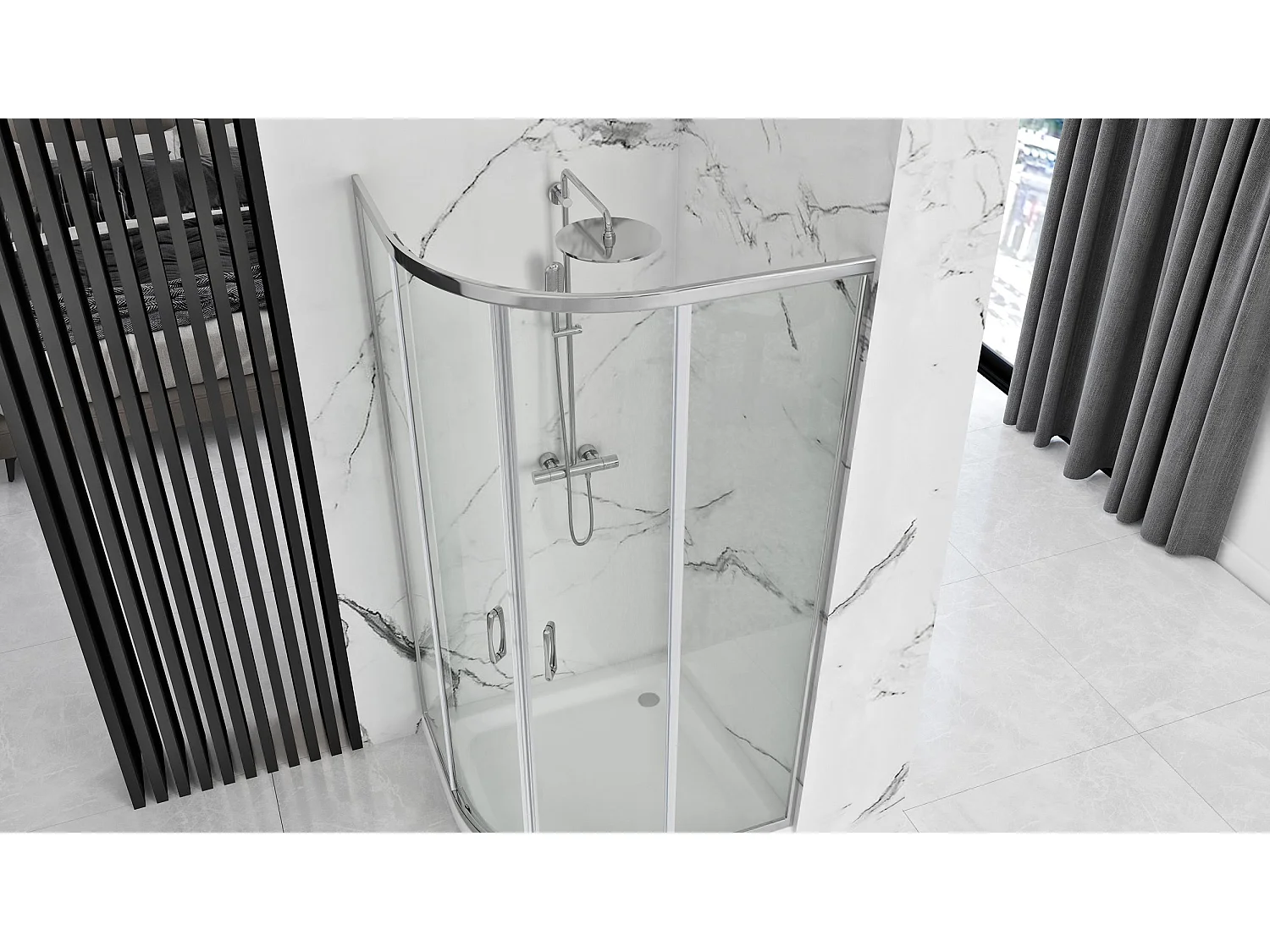 Cabine De Douche + Receveur De Douche Rea Look Chrome 80X80