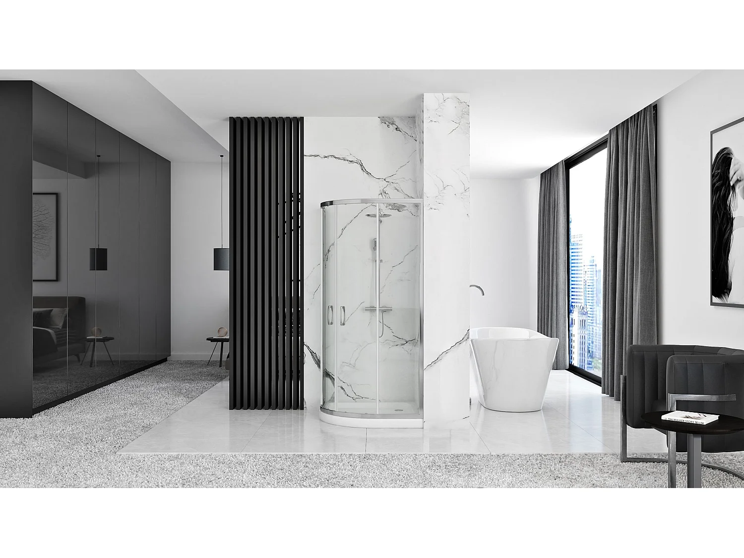 Cabine De Douche + Receveur De Douche Rea Look Chrome 80X80