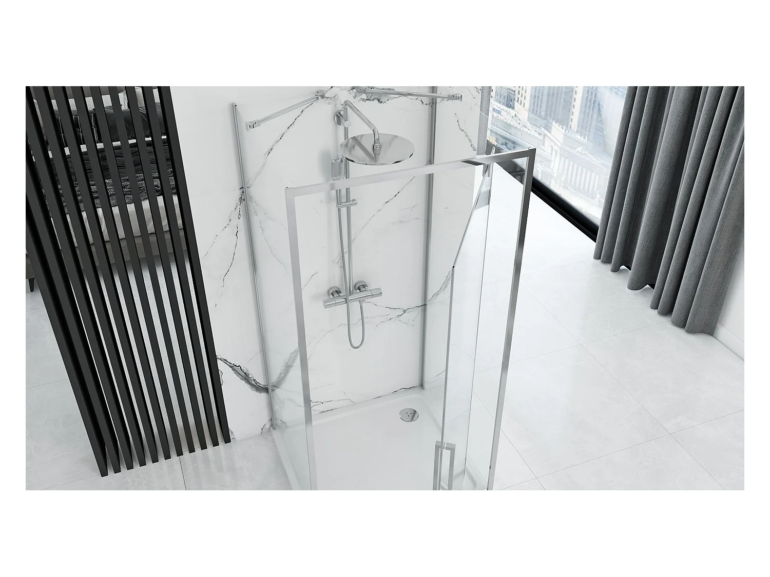 Wandmontierte Duschkabine Rea Rapid Swing Chrome 100X80