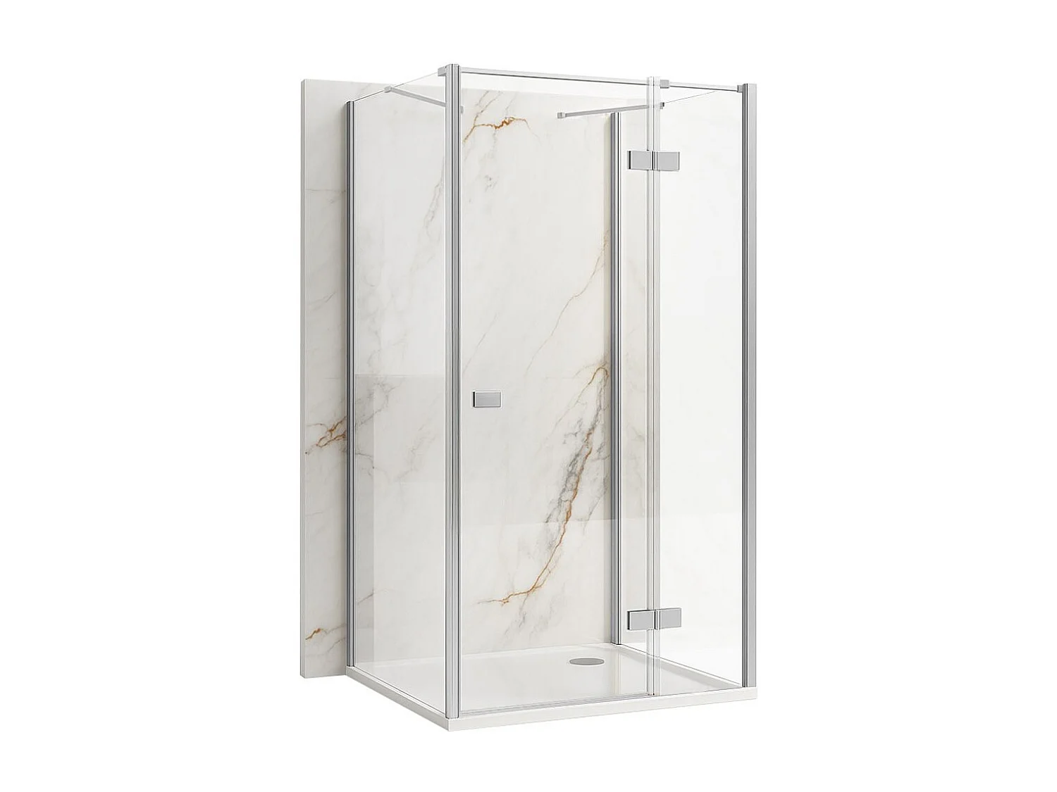 Wandmontierte Duschkabine Rea Atlas  Chrome 100X80 Right