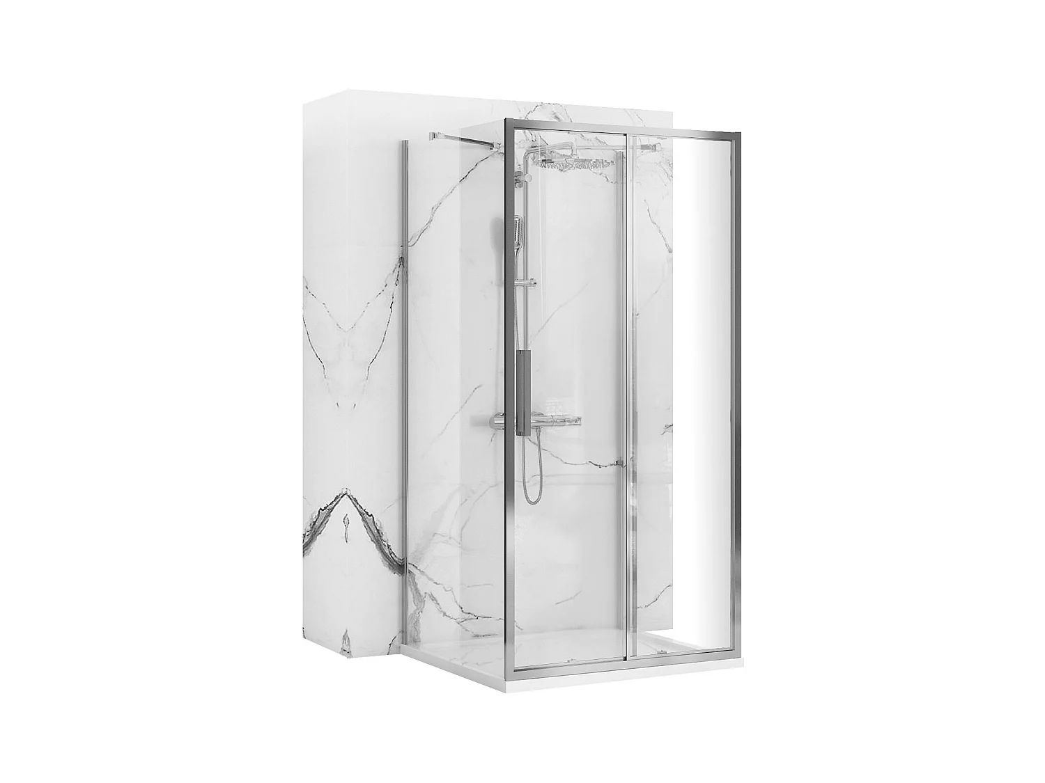 Wandmontierte Duschkabine Rea Rapid Slide Chrome 150X80