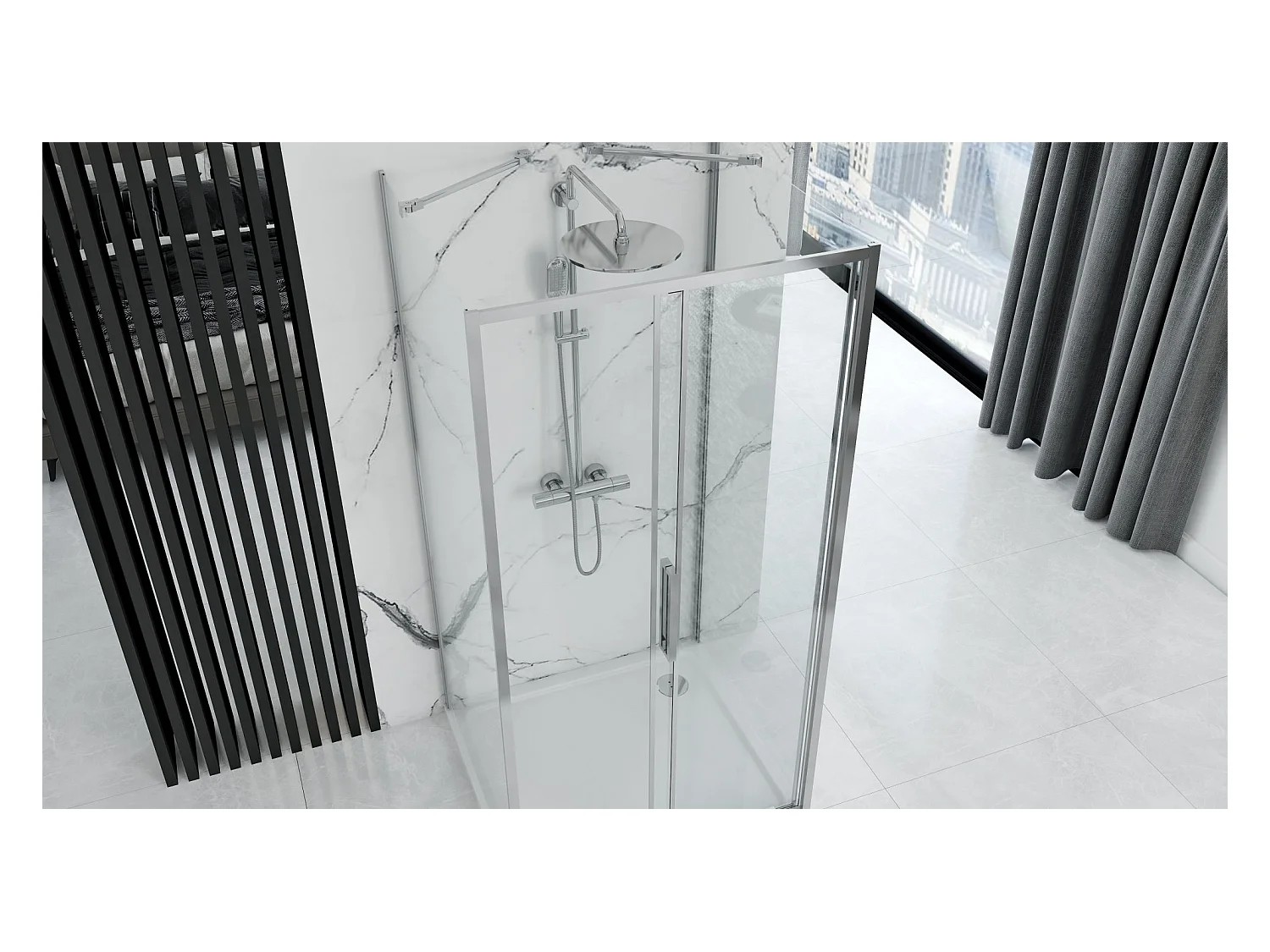 Wandmontierte Duschkabine Rea Rapid Slide Chrome 150X80