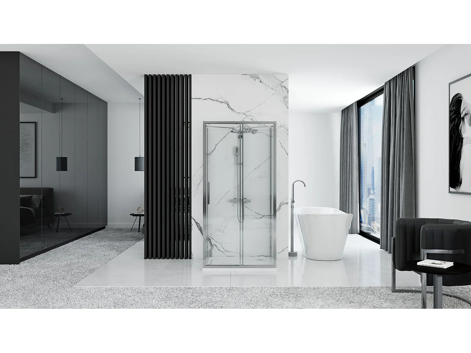 Cabine De Douche Murale Rea Rapid Slide Chrome 150X80