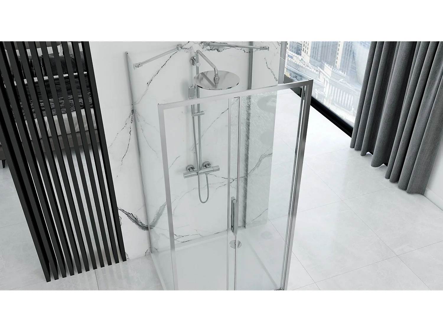 Cabine De Douche Murale Rea Rapid Slide Chrome 140X80