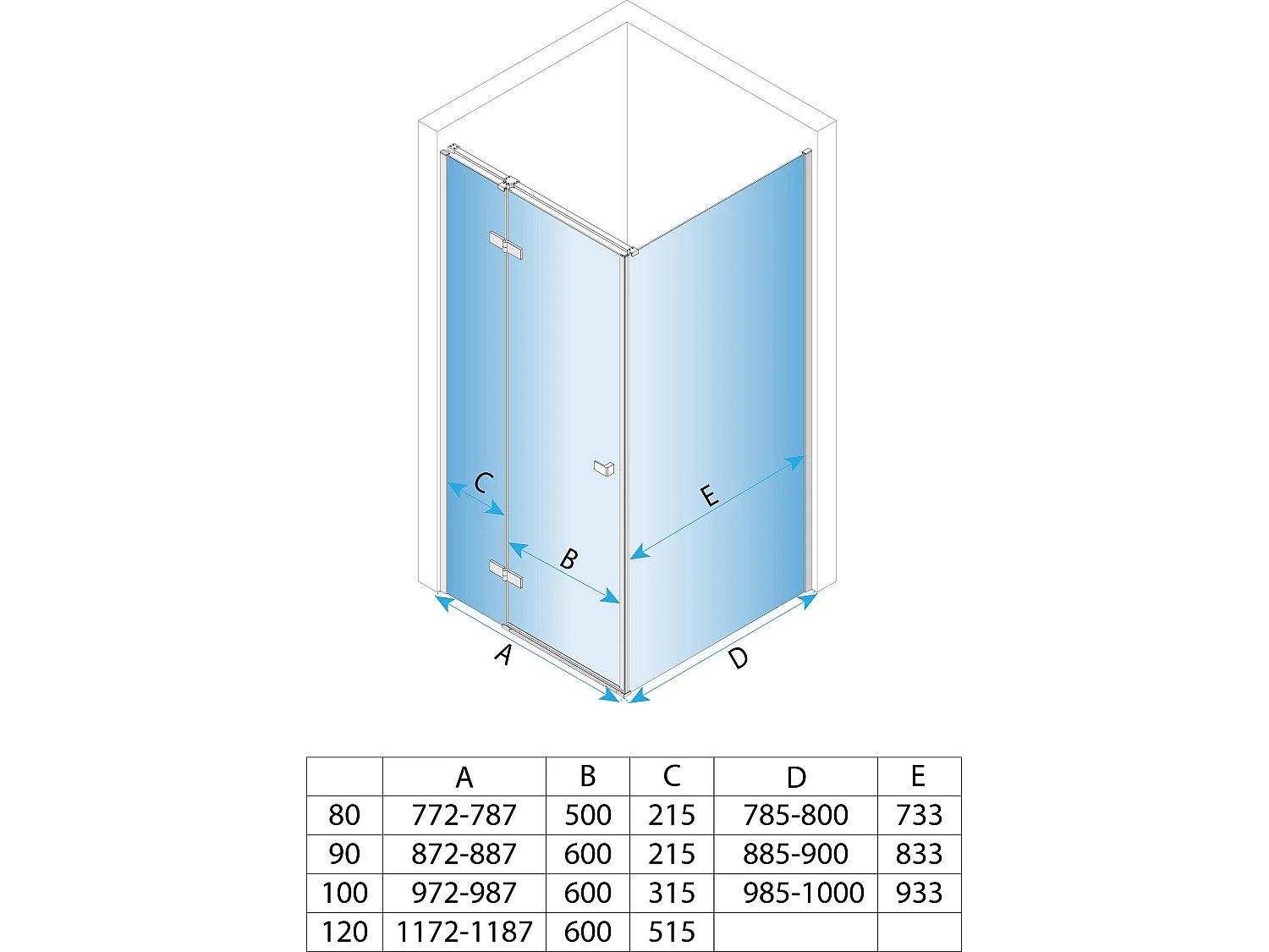 Cabine De Douche Rea Atlas  Chrome 120X80