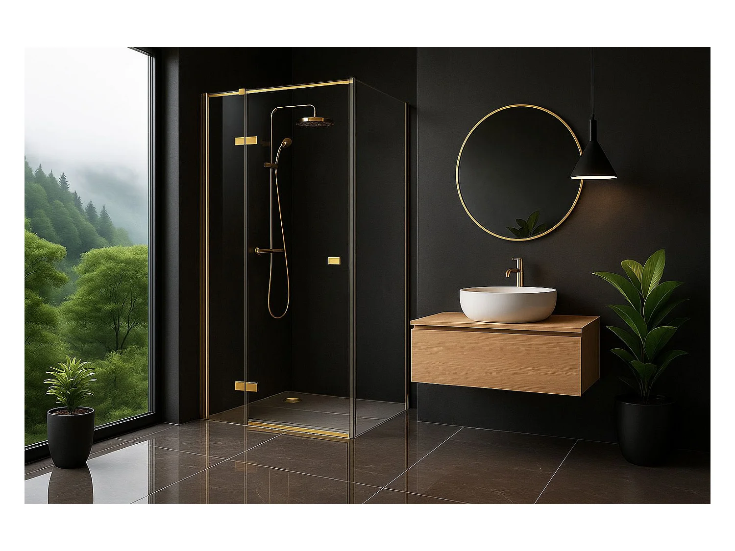 Cabine De Douche Rea Atlas Brush Gold  120X90