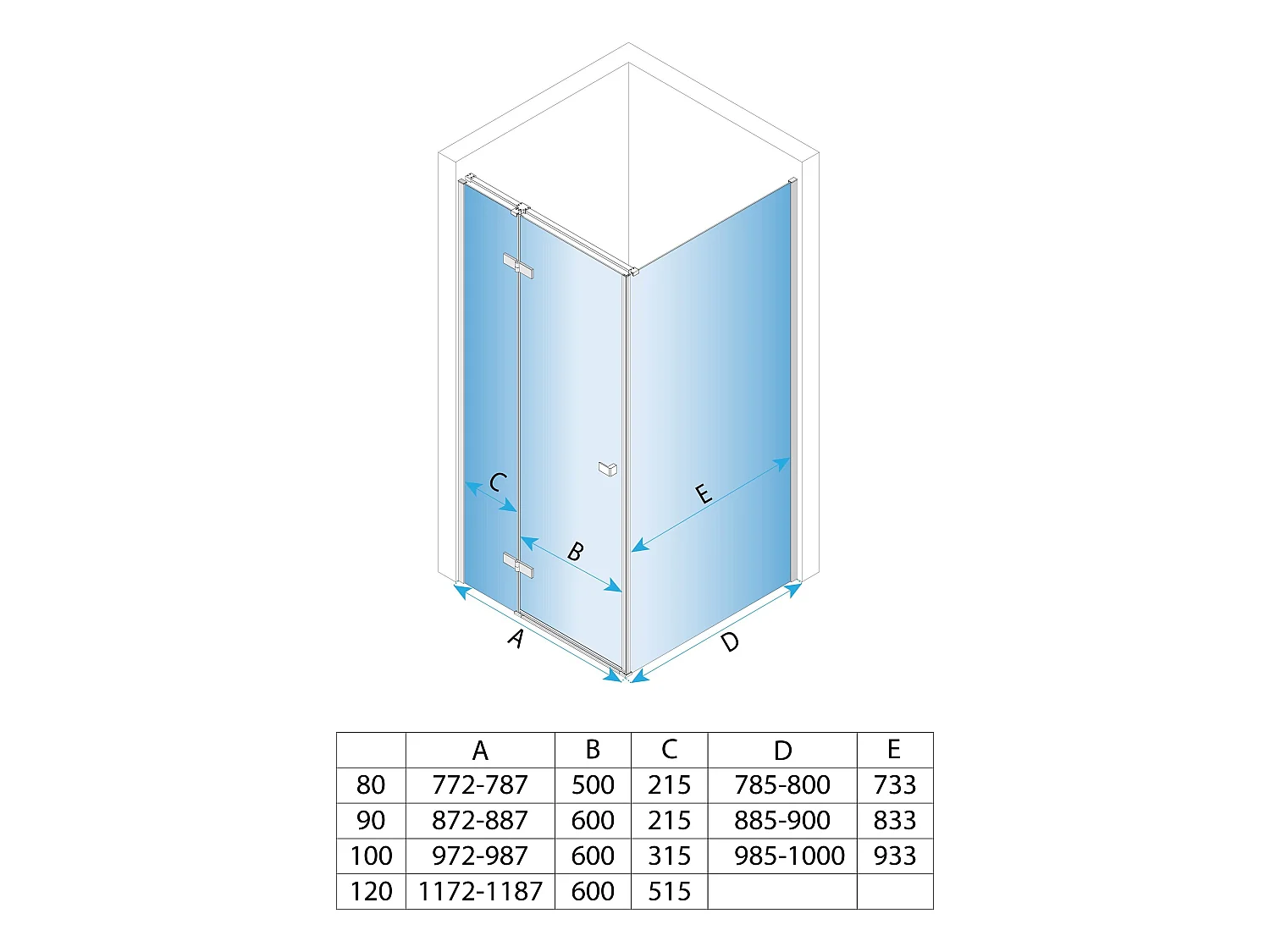 Duschkabine Rea Atlas  Chrome 120X100 Left